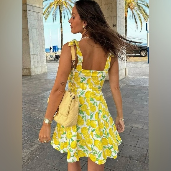 ZARA BLOGGERS’ FAVORITE PRINTED LINEN BLEND MINI DRESS - Picture 2 of 16